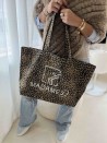 SAC COTON "NANCY" - LÉOPARD DARK 🖤 (43x15x36 cm)
