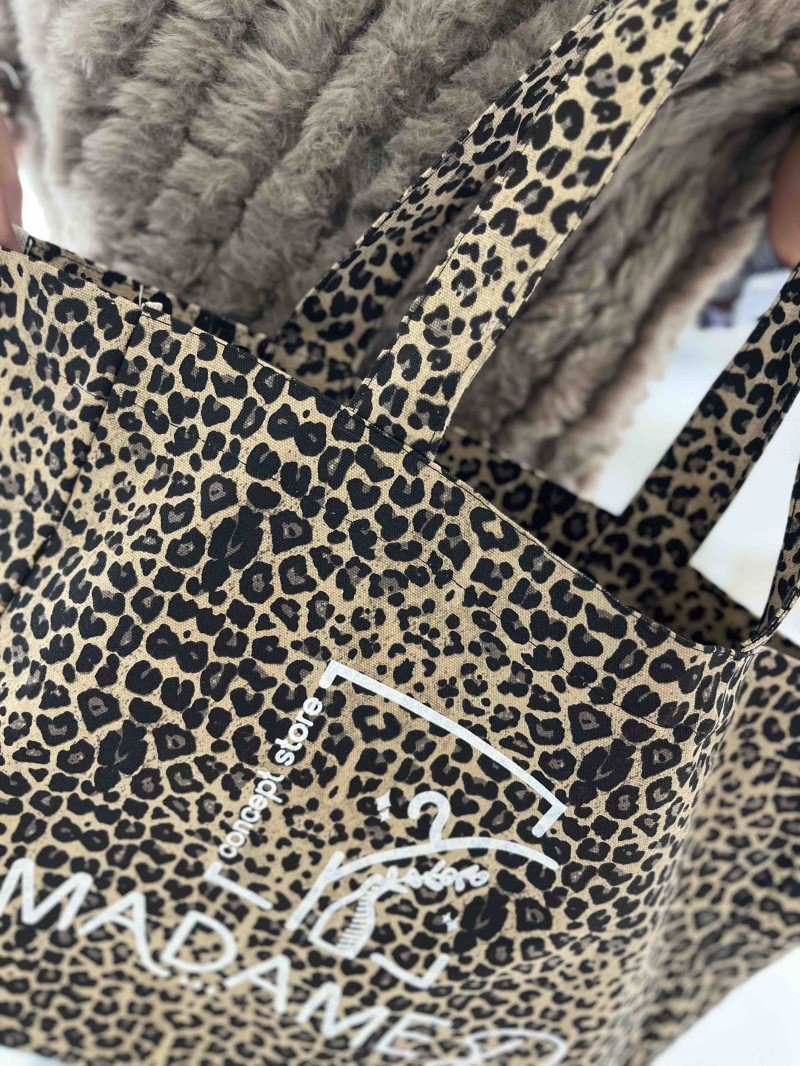 SAC COTON "NANCY" - LÉOPARD DARK 🖤 (43x15x36 cm)