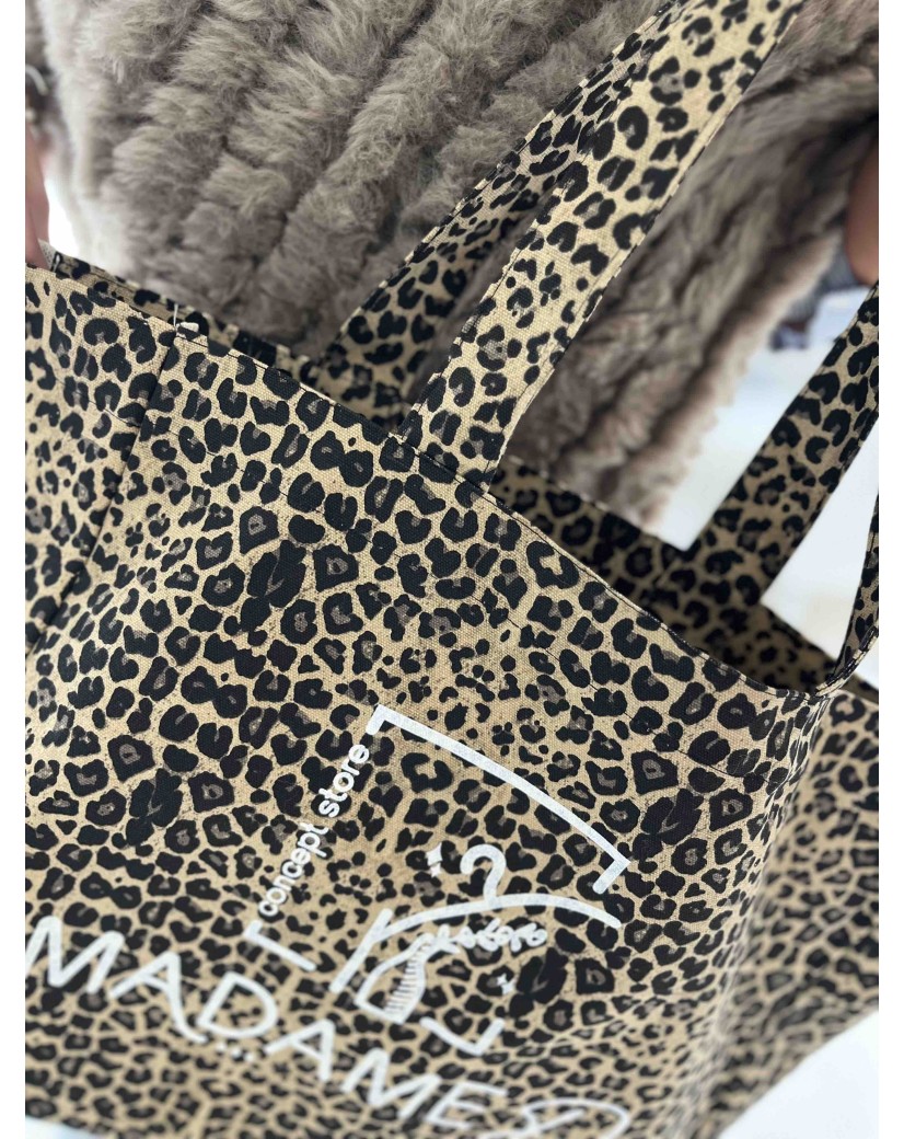 SAC COTON "NANCY" - LÉOPARD DARK 🖤 (43x15x36 cm)