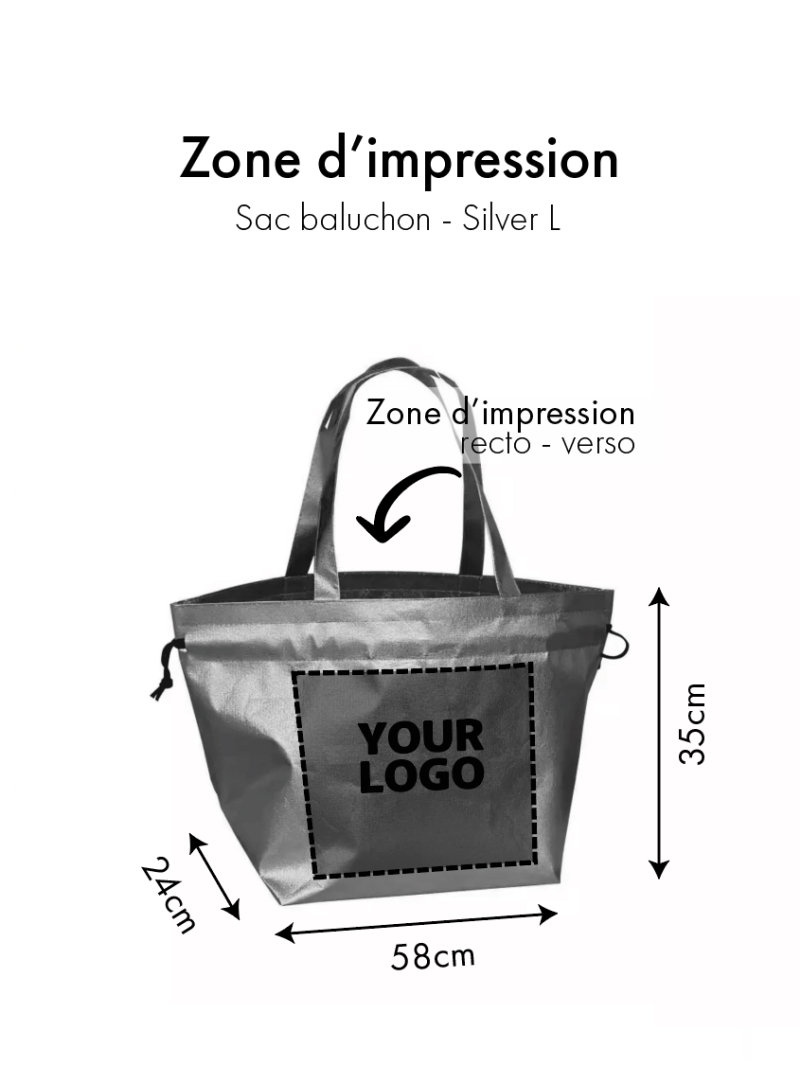 NICE BAG SILVER – L (58x24x35 cm)