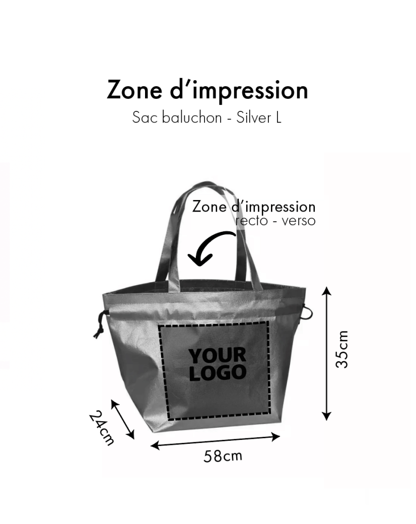 NICE BAG SILVER – L (58x24x35 cm)