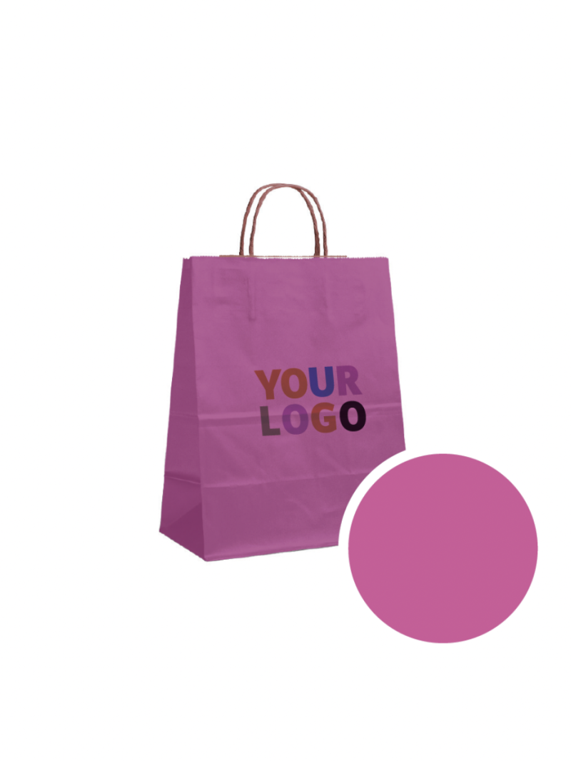 Papieren Tas Roze M (22x10x31cm)