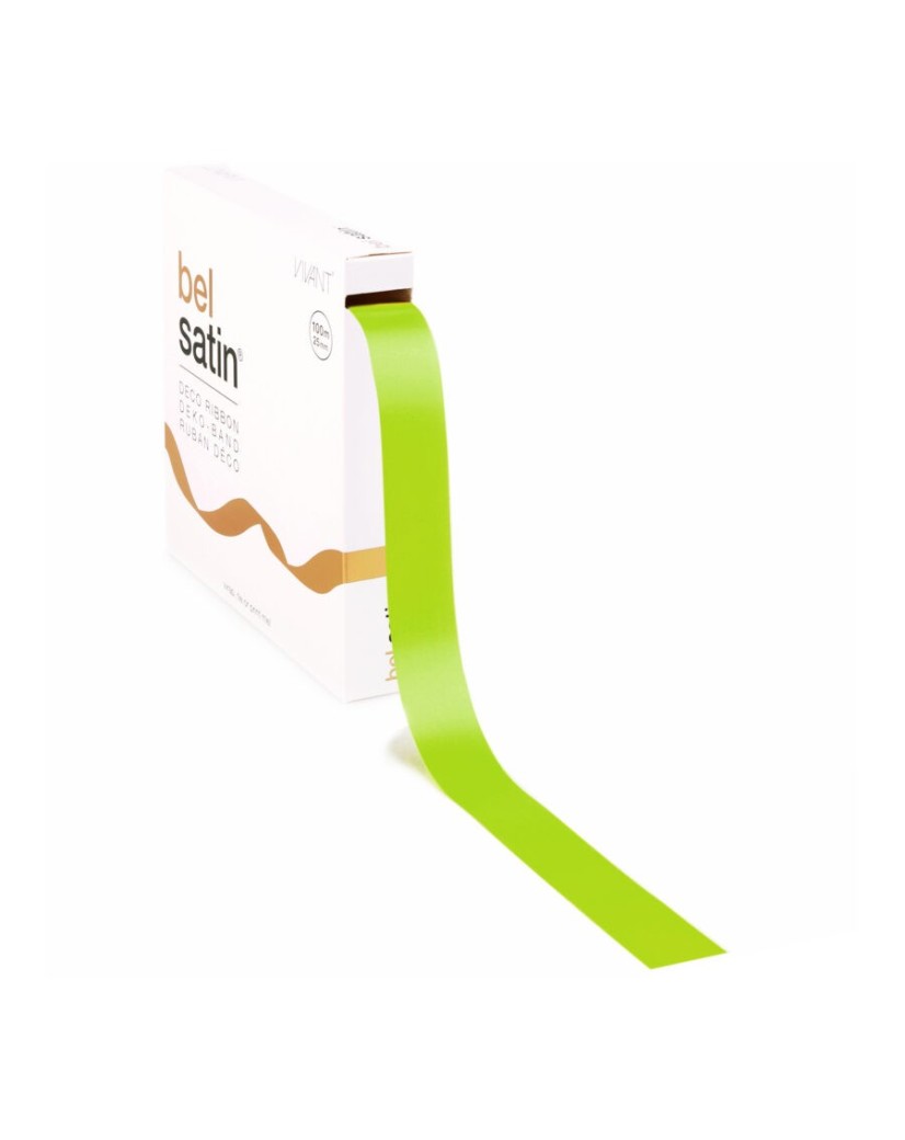 Satin Ribbon – Spring Green 25mm – 100m